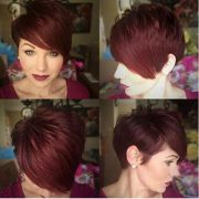 wine red pixie wigs #9197